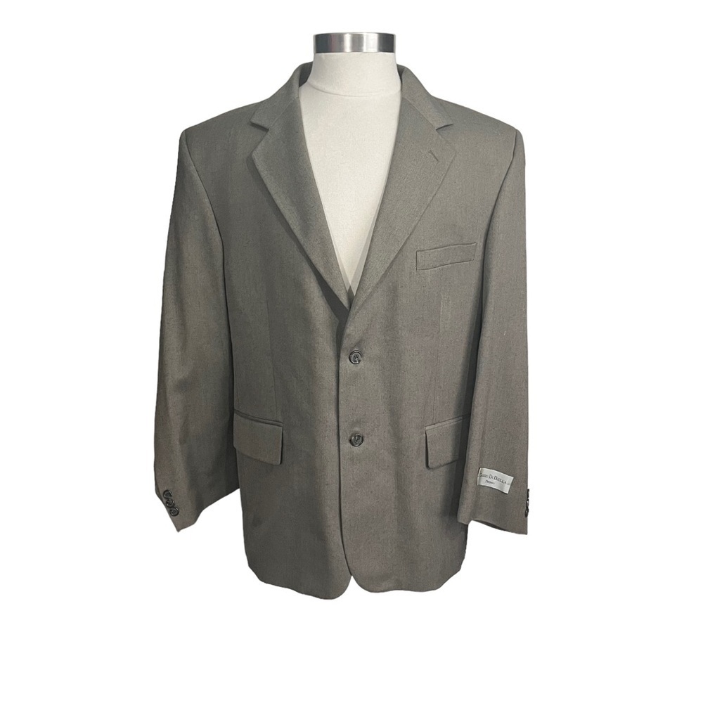 Tassio Di Biella Primo Men Green Tan 2-Button Suit Jacket Sz 44S Wool Blend NWT